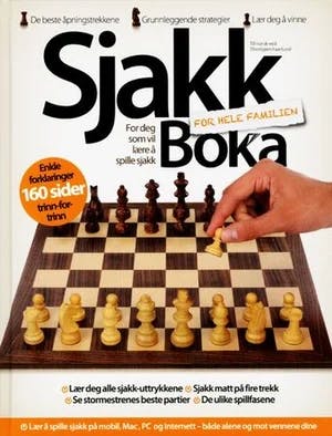 Omslag: "Sjakkboka for hele familien : for deg som vil lære å spille sjakk" av Thorbjørn Faarlund